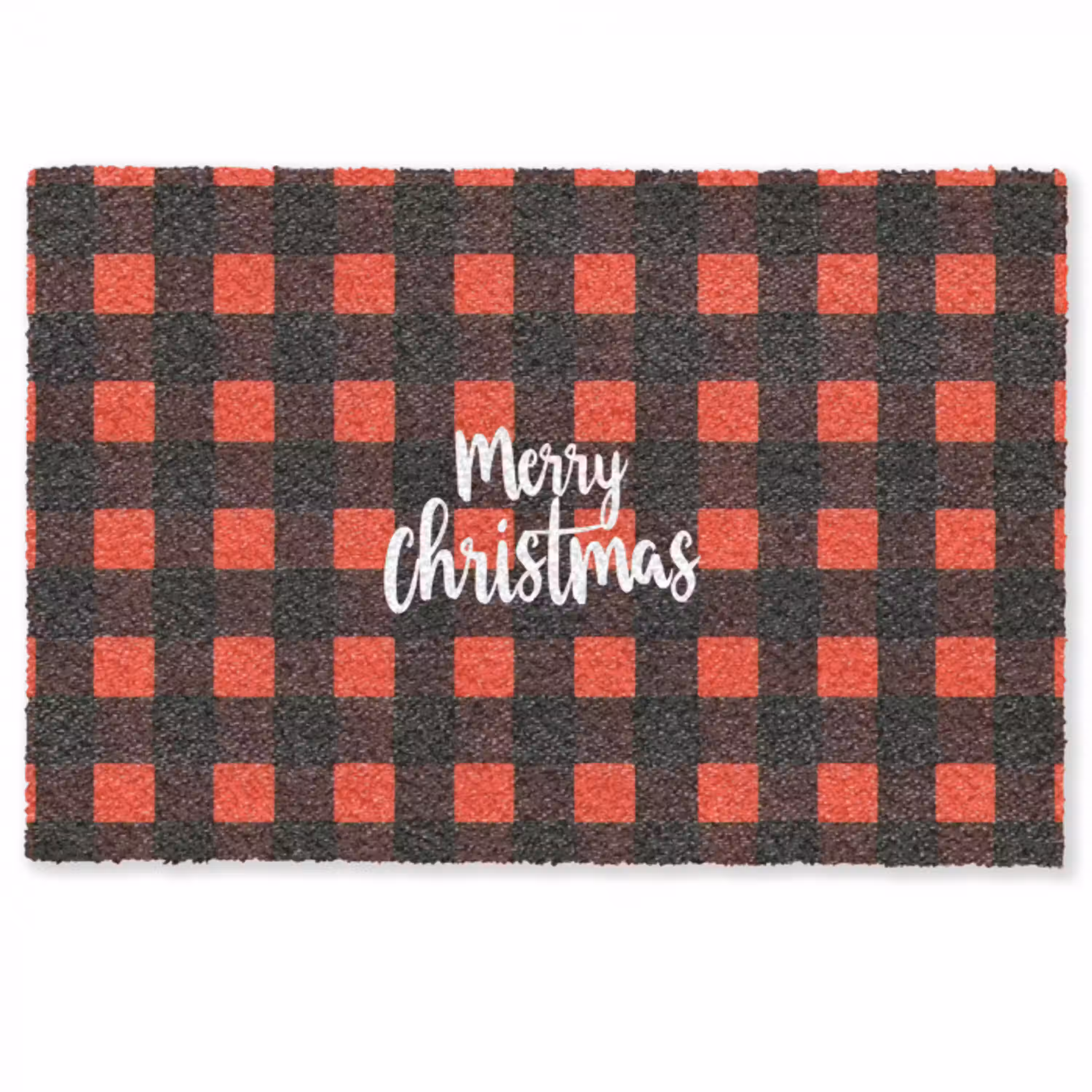 Geruit - Rood - Tekst - Christmas Deurmat klein -zkaufland3d