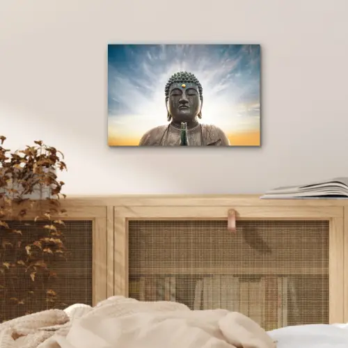 Boeddha hoofd - Buddha - Lucht - Spiritueel - Meditatie aluminium wit klein -sfeer3