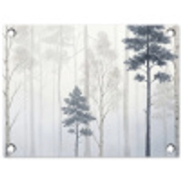 Bos - Bomen - Mist - Natuur - Illustratie - Grijs tuinposter los doek klein -3d
