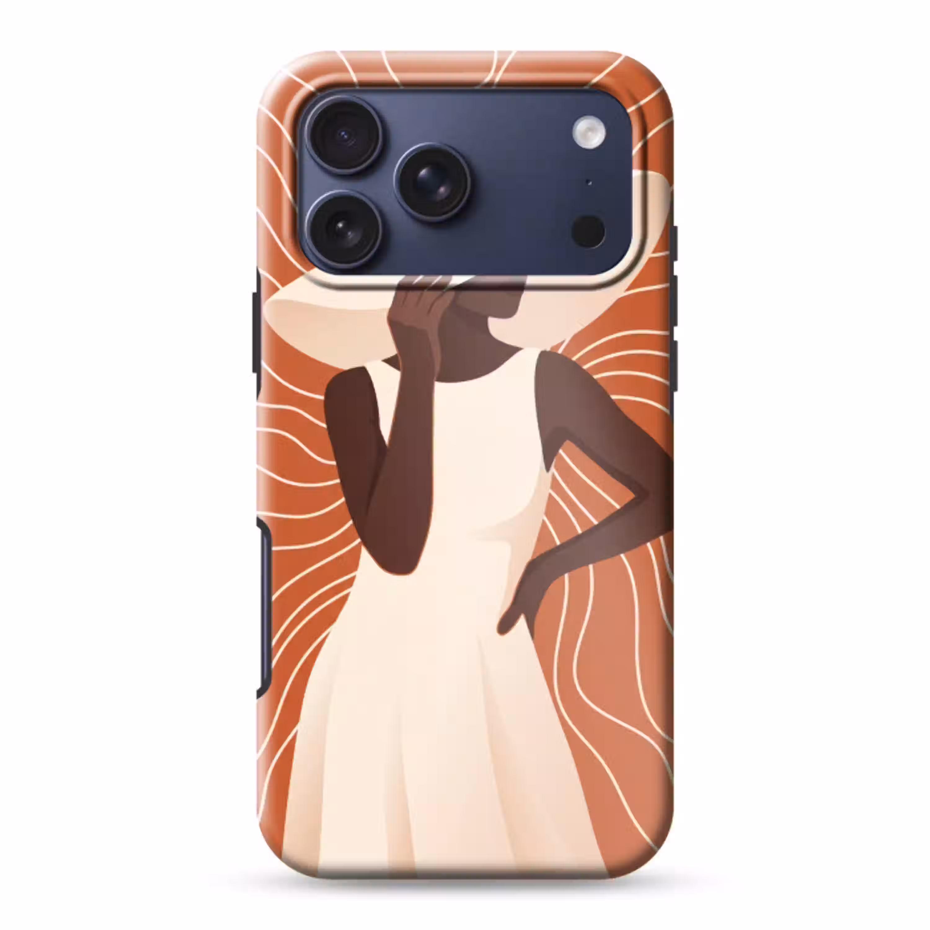 Vrouw - Hoed - Portret - Modern - Beige Toughcase MagSafe Apple iPhone 17 Pro Max klein -3d