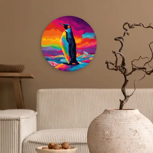 Ijsschots - Pinguïn - Abstract - Lucht Wandcirkel plexiglas klein -sfeer1