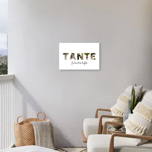 Tante - Lettercollage Tuinposter op houten frame 2 cm dik klein -sfeer1