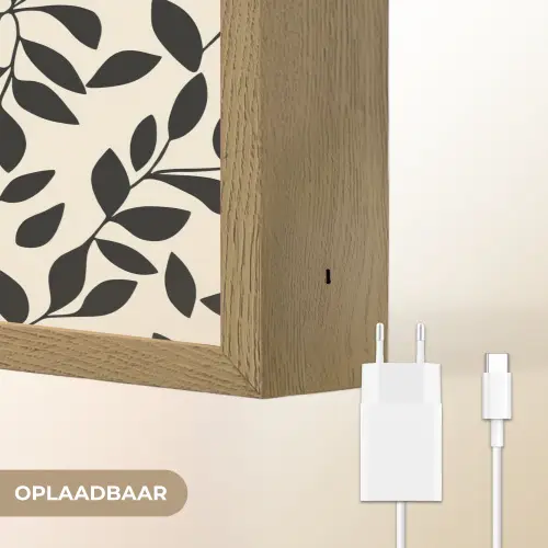 Elegant - Patroon - Zwart - Beige Light Box met batterij (Wandlamp) middel 907 -USP_websiteoplaadbaarNL