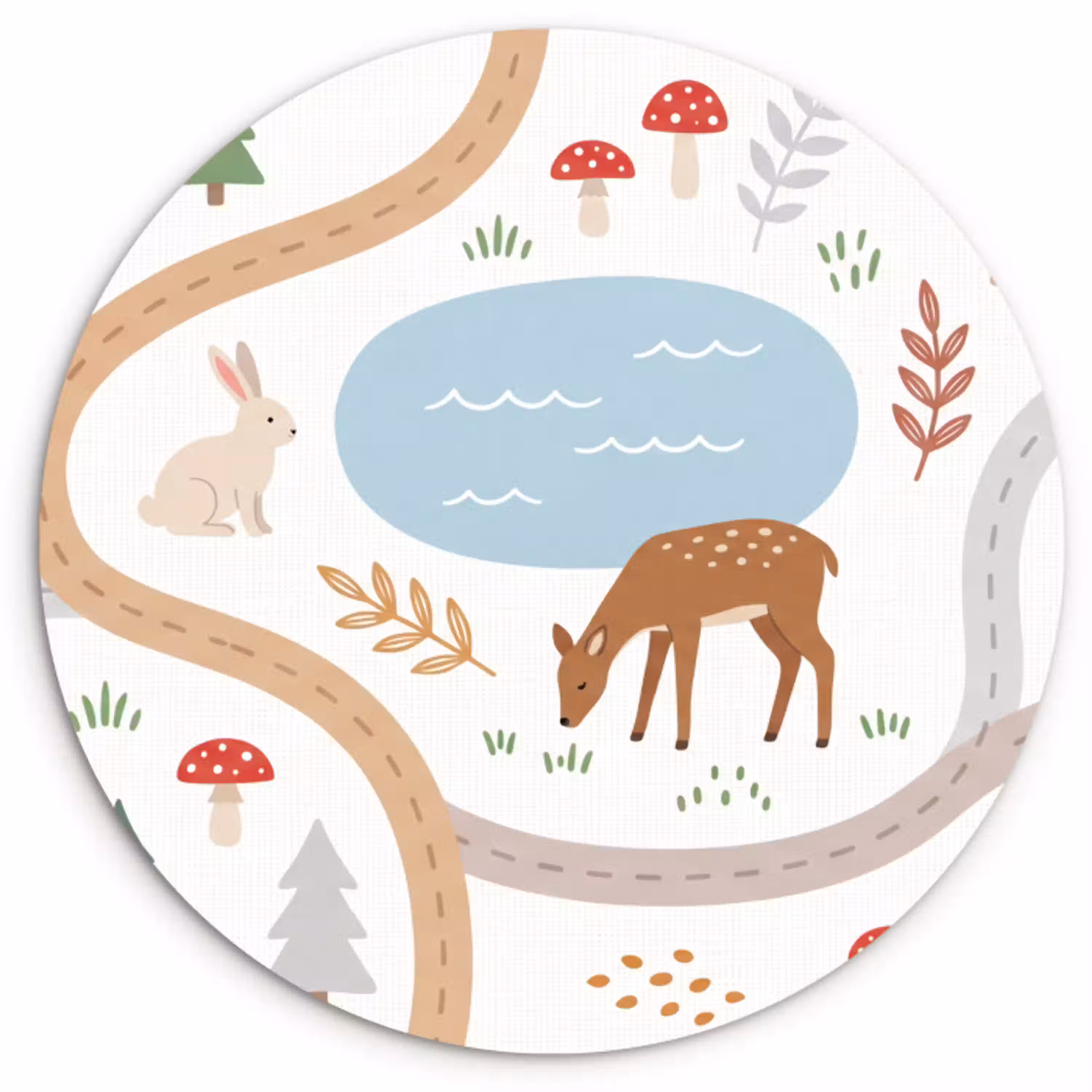 Dieren - Bos - Illustratie Wandcirkel kunststof plaat 5mm dik klein -3d