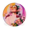 Portret - Vrouw - Abstract - Bloemen Wandcirkel aluminium klein -3d