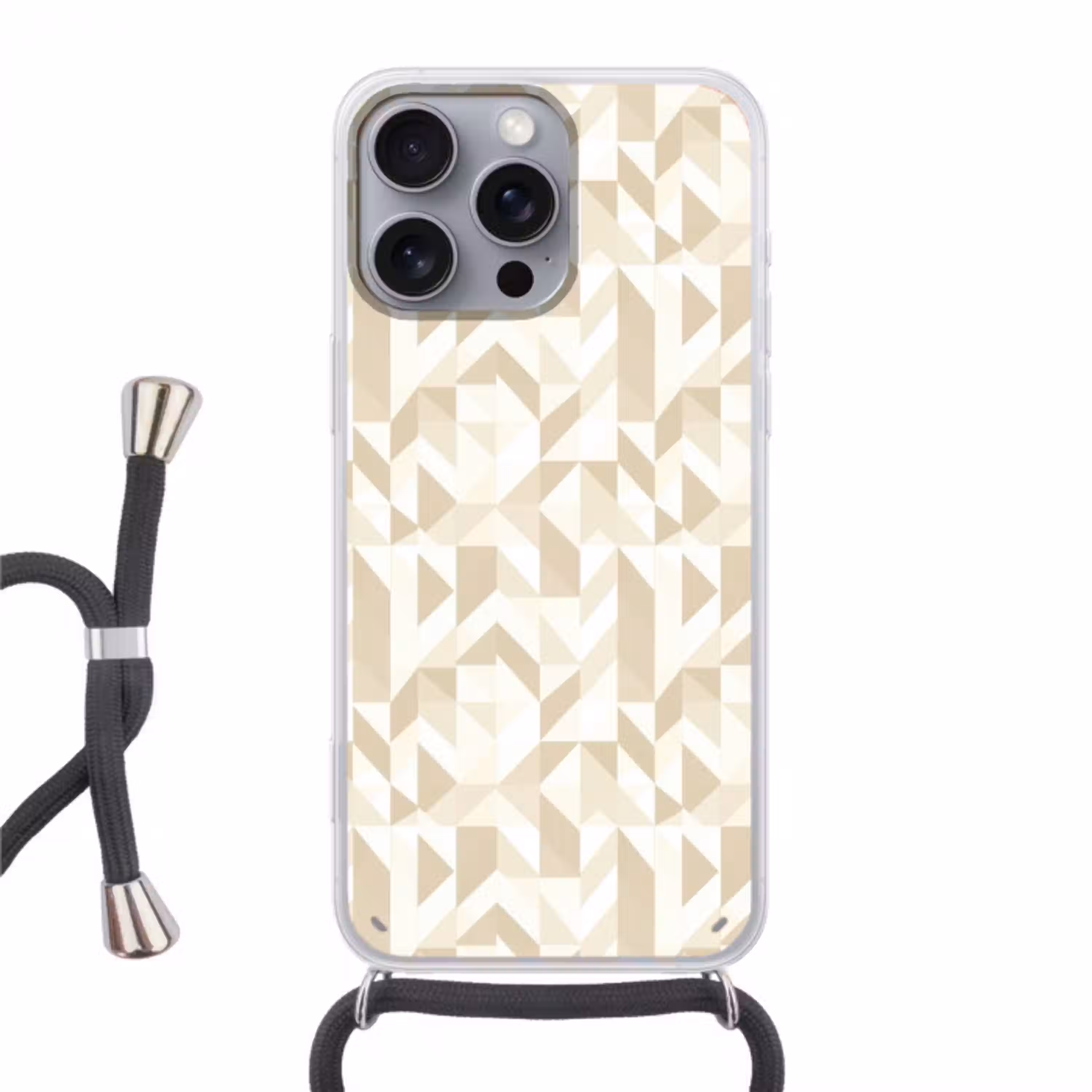 Modern - Abstract - Beige Hoesje iPhone 16 Pro Max met koord klein 804 -3d
