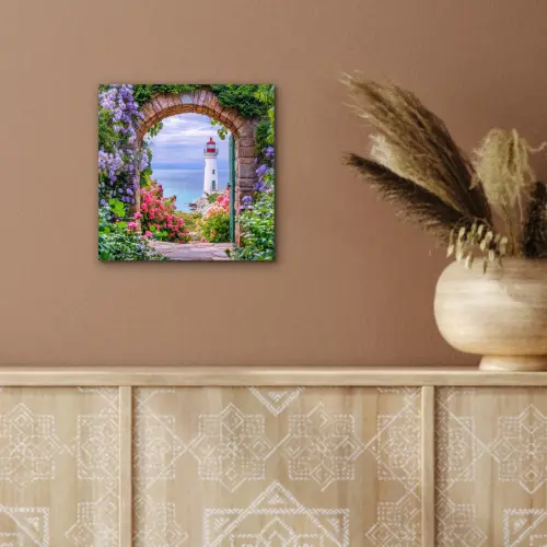 Doorkijk - Vuurtoren - Bloemen - Uitzicht aluminium wit klein -sfeer4