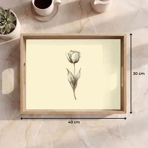 Illustratie - Tulp - Zwart Dienblad Rechthoek middel -USP_Formaat