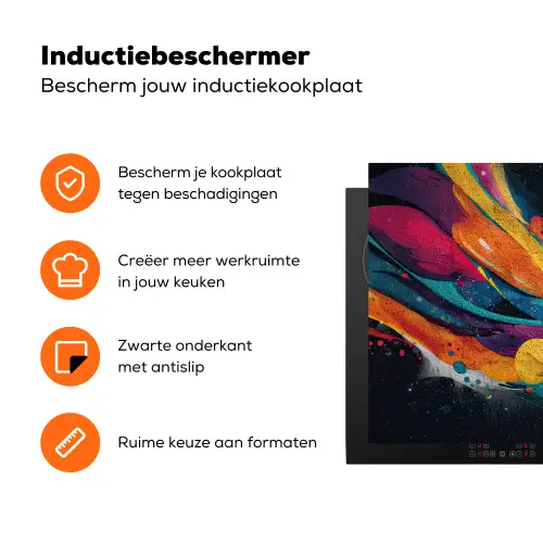 Banen - Golven - Kleurrijk - Abstract Inductie beschermer vinyl 3mm klein -zzzzzzz-td-ups