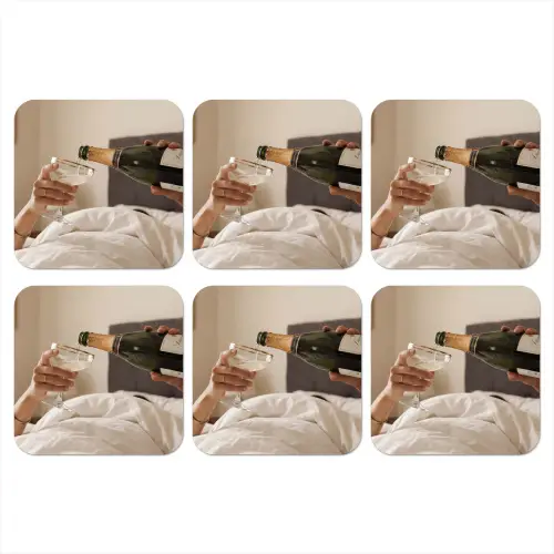 Champagne - Bed - Bubbels onderzetter kurk middel -3d