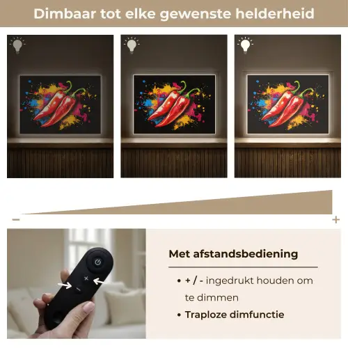 Peper - Graffiti - Verf - Abstract - Modern - Kleurrijk Light Box met batterij (Wandlamp) middel -USP_dimbaarNL