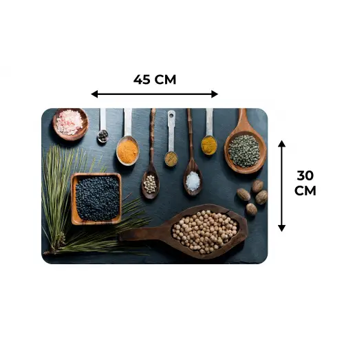Kruiden - Lepels - Specerijen - Keuken Placemat vinyl groot -specs