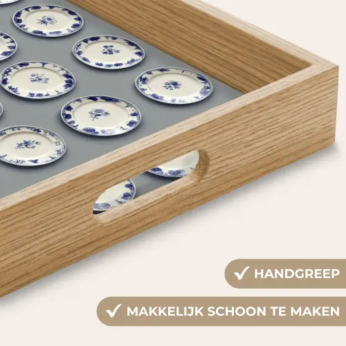 Borden - Bloemen - Blauw - Wit Dienblad Rechthoek middel 911 -USP_HandgreepNL
