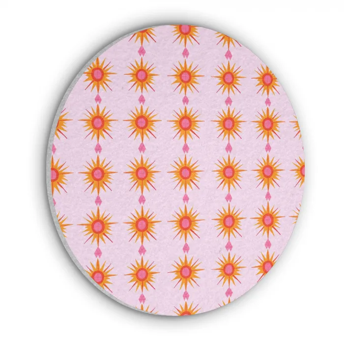 Zon - Motief - Roze Akoestische PET Vilt - Rond klein 838 -3d