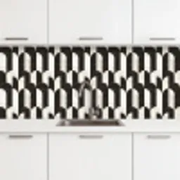 Bogen - Tegels - Marmer - Zwart - Wit keuken achterwand 2 middel 871 -3d