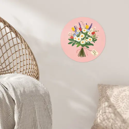 Bloemen - Lint - Kaartje Wandcirkel behangsticker klein -sfeer4