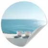 Zee - Koffiekopjes - Zomers Wandcirkel behangsticker klein -3d