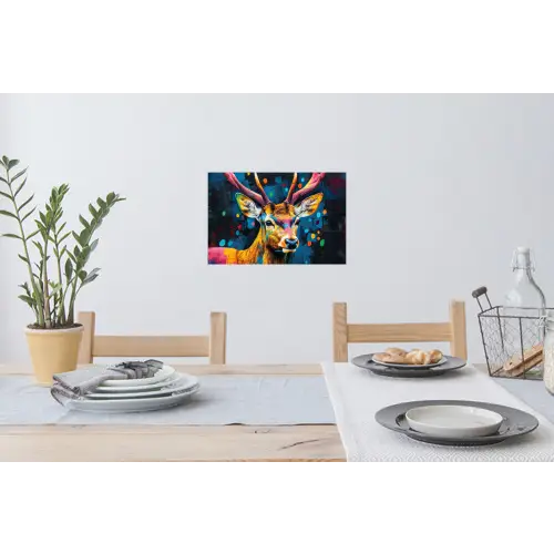 Graffiti - Hert - Dier - Kleurrijk Muursticker klein -eettafel