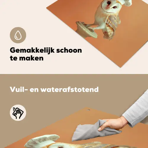 Kerkuil - Koksmuts - Oranje - Vogel Inductie beschemer met haakjes klein -ky-schoon-nl