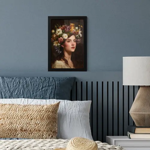 Portret - Vrouw - Bloemen fotolijst zwart zonder passe partout klein -sfeer3