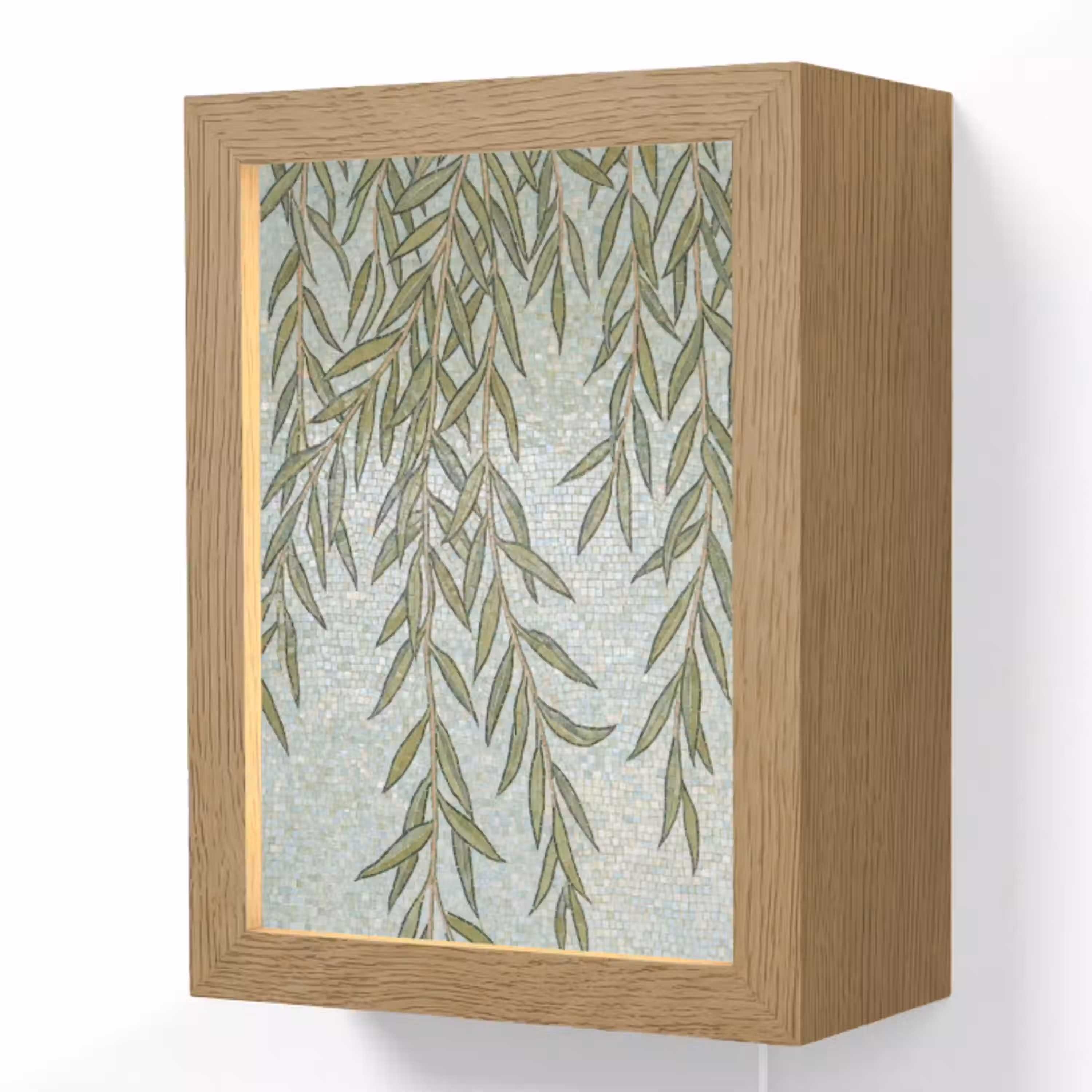 Planten - Mozaïek - Patroon - Groen - Blauw Light Box met kabel (Wandlamp) klein -3d