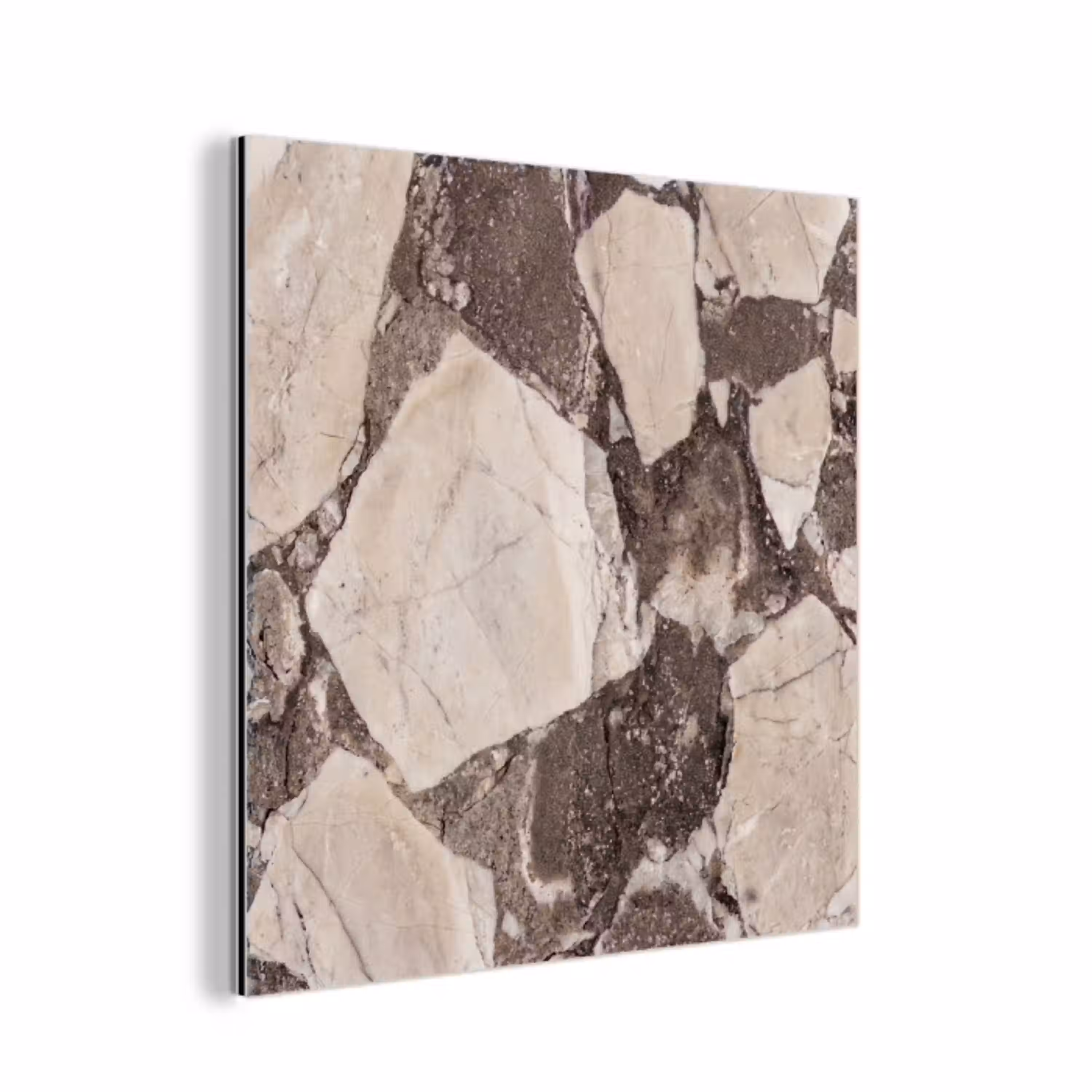 Textuur - Marmer - Abstract - Beige - Bruin aluminium wit klein -3d