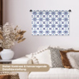 Modern - Patroon - Blauw - Roze Wandkleed katoen klein 269 -tsfeer1_DE