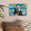 Vrouw - Bril - Regenboog - Wolken canvas 2cm klein -sfeer1