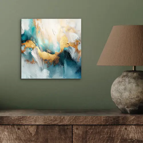 Abstract - Kunst - Gold - Blauw aluminium wit klein -sfeer2
