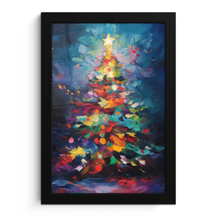Kerstboom - Kerst - Abstract - Kleurrijk fotolijst zwart zonder passe partout klein -3d