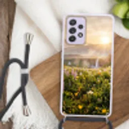 Vlinders - Waterval - Bloemenveld Hoesje Samsung Galaxy A52 5G met koord klein -sfeer4