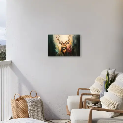 Hert - Geverfd - Gewei - Bruin Tuinposter op houten frame 2 cm dik klein -sfeer1