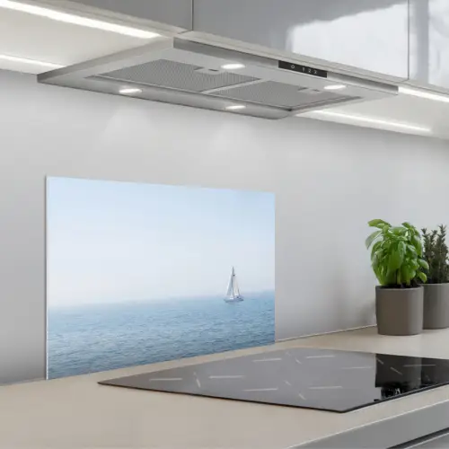 Horizon - Zeilboot - Zee keuken achterwand spatscherm klein -3d_schuin