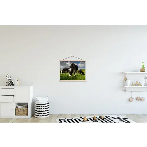 Koeien - Dieren - Gras - Weiland - Boerderij textielposter latten blank klein -kinderkamer