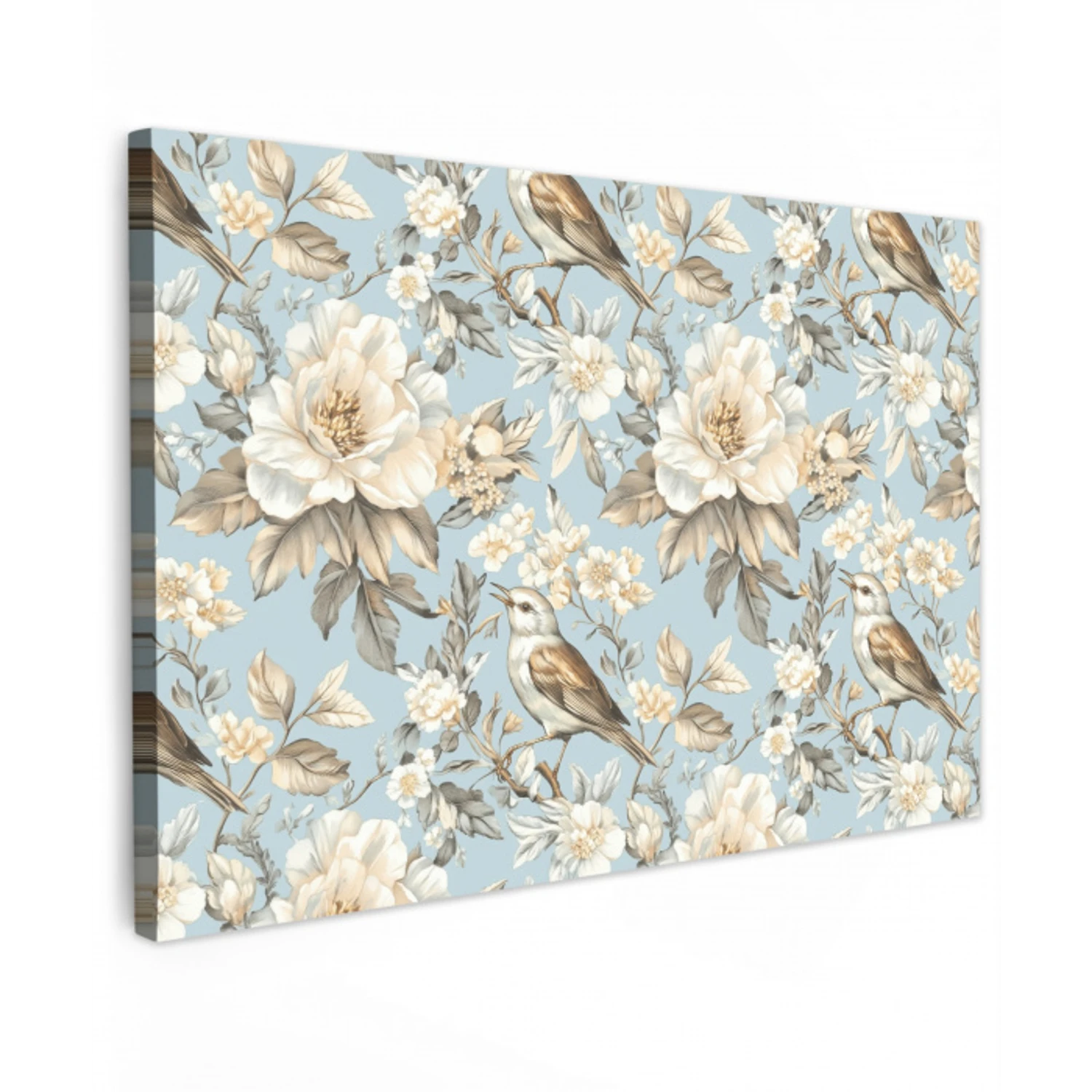 Botanisch - Zangvogel - Blauw canvas 2cm klein 34 -z3d