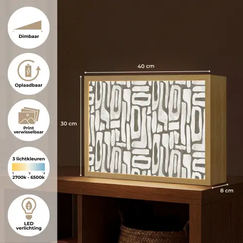 Donker - Wit - Abstract Light Box met batterij (Wandlamp) middel 907 -USP_websiteoverzichtNL