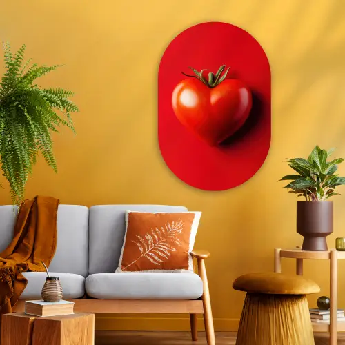 Tomaat - Rood - Hart Wandcirkel Ovaal Glas middel -sfeer4