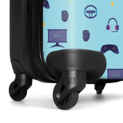 Gamer patroon met spelaccessoires op blauw NBS - Handbagage koffer - Kinderen Unisex middel -wiel