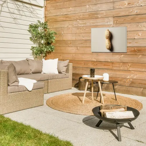 Pinda - Ruw - Beige Tuinposter op houten frame 2 cm dik klein -sfeer2