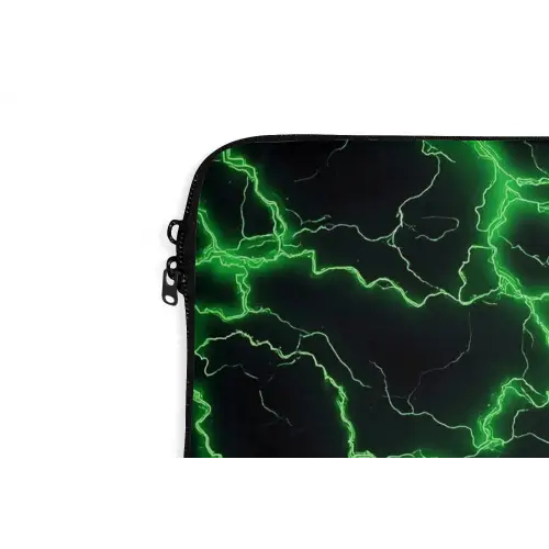 Gaming - Bliksemflitsen - Groen - Energie laptophoes neopreen klein -detail