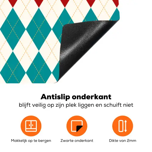 Illustratie - Ruiten - Rood - Groen Inductie beschermer vinyl 3mm klein 276 -zzzzzzz-td-onderkant