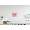 Bloemenpatroon - Roze - Oranje - Bloemen textielposter latten blank klein -kinderkamer