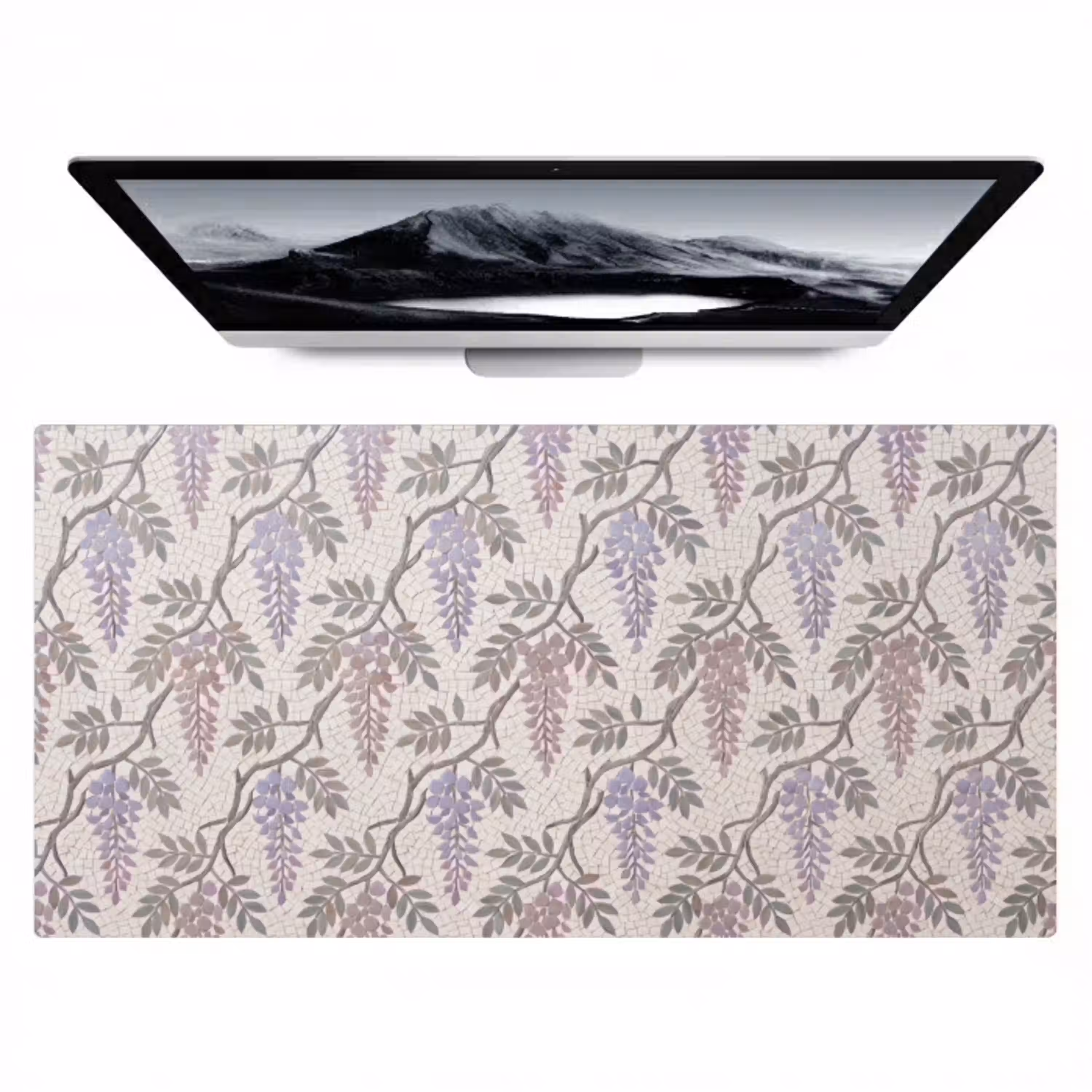 Bloemen - Mozaïek - Natuur - Patroon - Paars Muismat XXL klein -zzz3d
