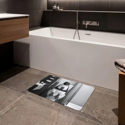 Pinguïn - Telefoon - Toilet - Zwart - Wit Badmat klein -sfeer3