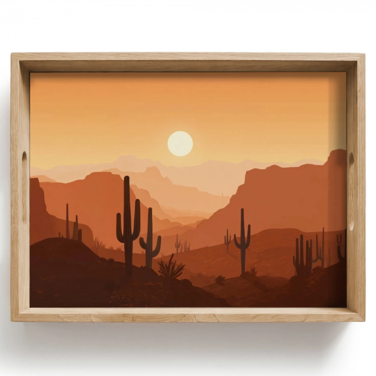 Landschap - Woestijn - Cactussen - Zon Dienblad Rechthoek middel -z3d_shopping