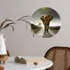 Olifant - Weg - Dieren - Zonsondergang - Landschap Wandcirkel behangsticker klein -sfeer3