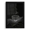 Lijntekening - Koffiekop - Zwart fotolijst zwart zonder passe partout klein -3d