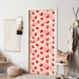 Aardbei - Patroon - Roze deurposter klein 289 -sfeer6