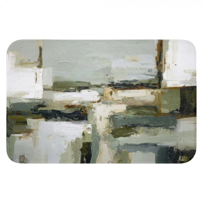 Penseelstreken - Groen - Abstract - Japandi WCmat klein -3d