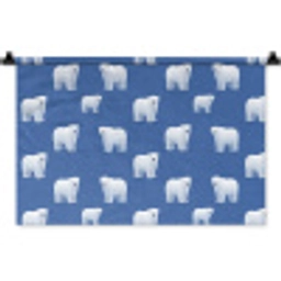 IJsbeer - Patroon - Blauw Wandkleed katoen klein 269 -zz3d